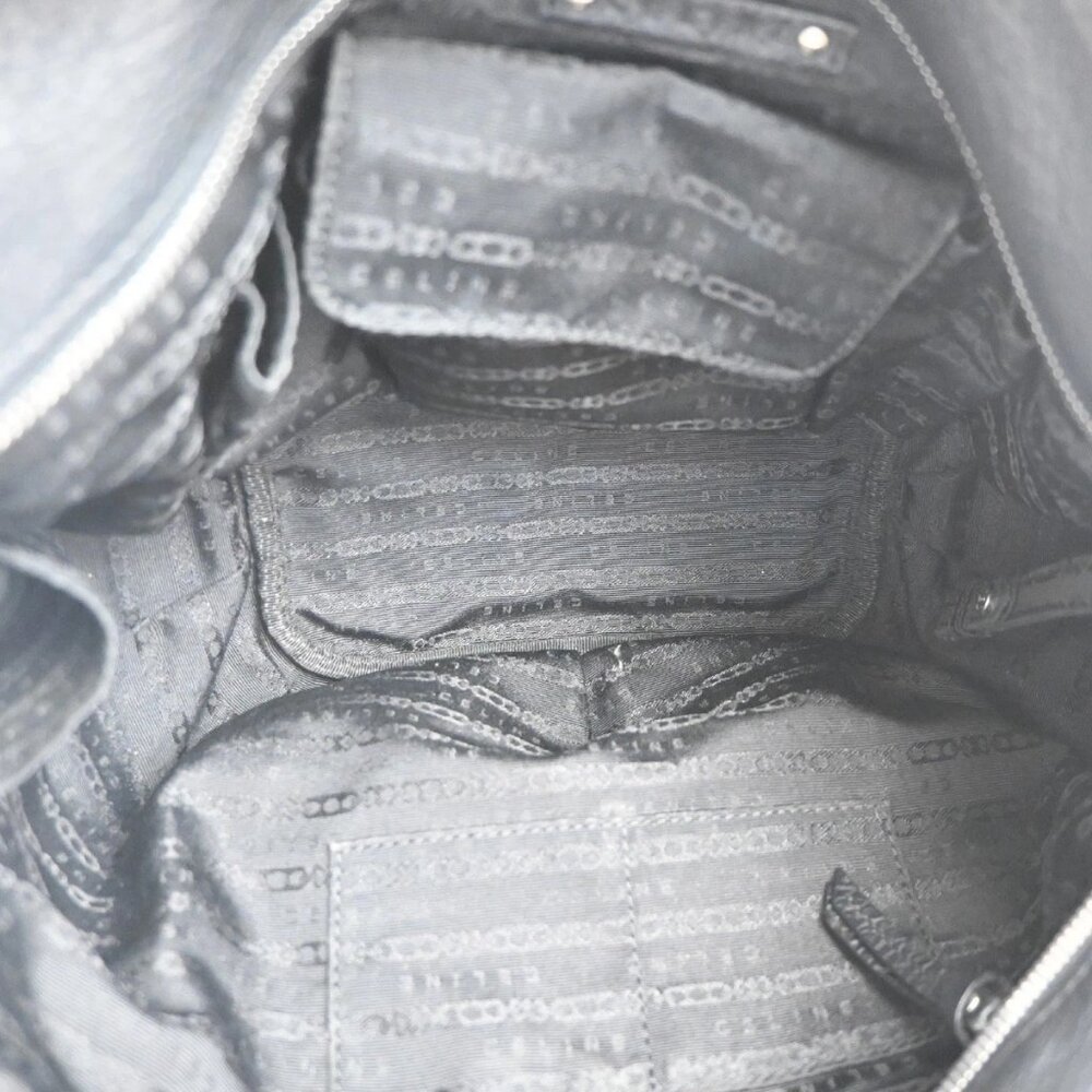 CELINE Logo Bittersweet Hobo Shoulder Tote Hand Bag Leather Black SHW 75RL829 - Picture 6 of 15